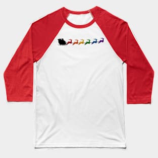 Santa and Sleigh with LGBTQ Pride Rainbow Reindeer Christmas Design Baseball T-Shirt